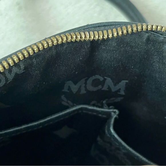 MCM Small Black Leather Satchel Boston Handbag - Picture 13 of 16